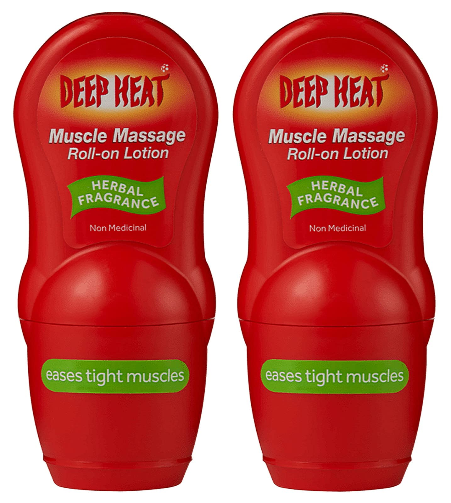 Front view of Deep Heat Muscle Massage Roll-On Lotion 50ml (Pack of 2)