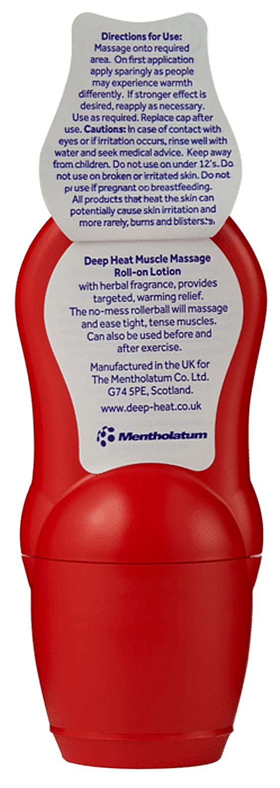 Applying Deep Heat Roll-On to shoulder/back for warming relief
