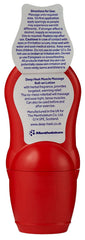 Applying Deep Heat Roll-On to shoulder/back for warming relief