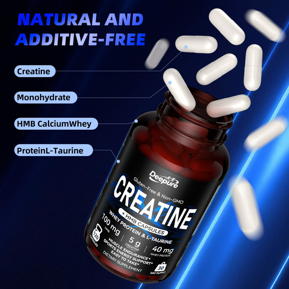 Creatine capsules on gym bench for home workouts