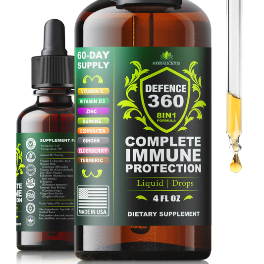 Defence360 8-in-1 liquid immune support bottle with dropper