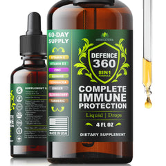 Defence360 8-in-1 liquid immune support bottle with dropper