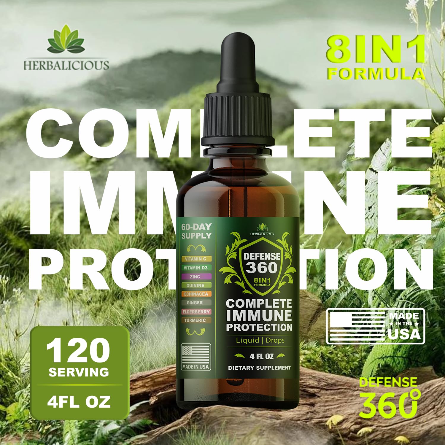 Label highlighting Vitamin C, D3, Zinc among other ingredients
