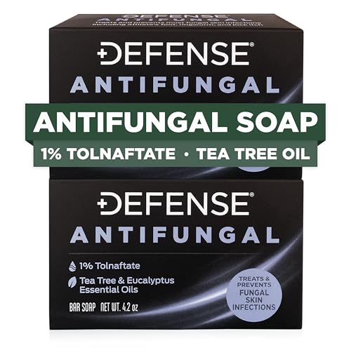 Defense Soap antifungal bar 2-pack packaging suggests convenient locker-room protection during routines