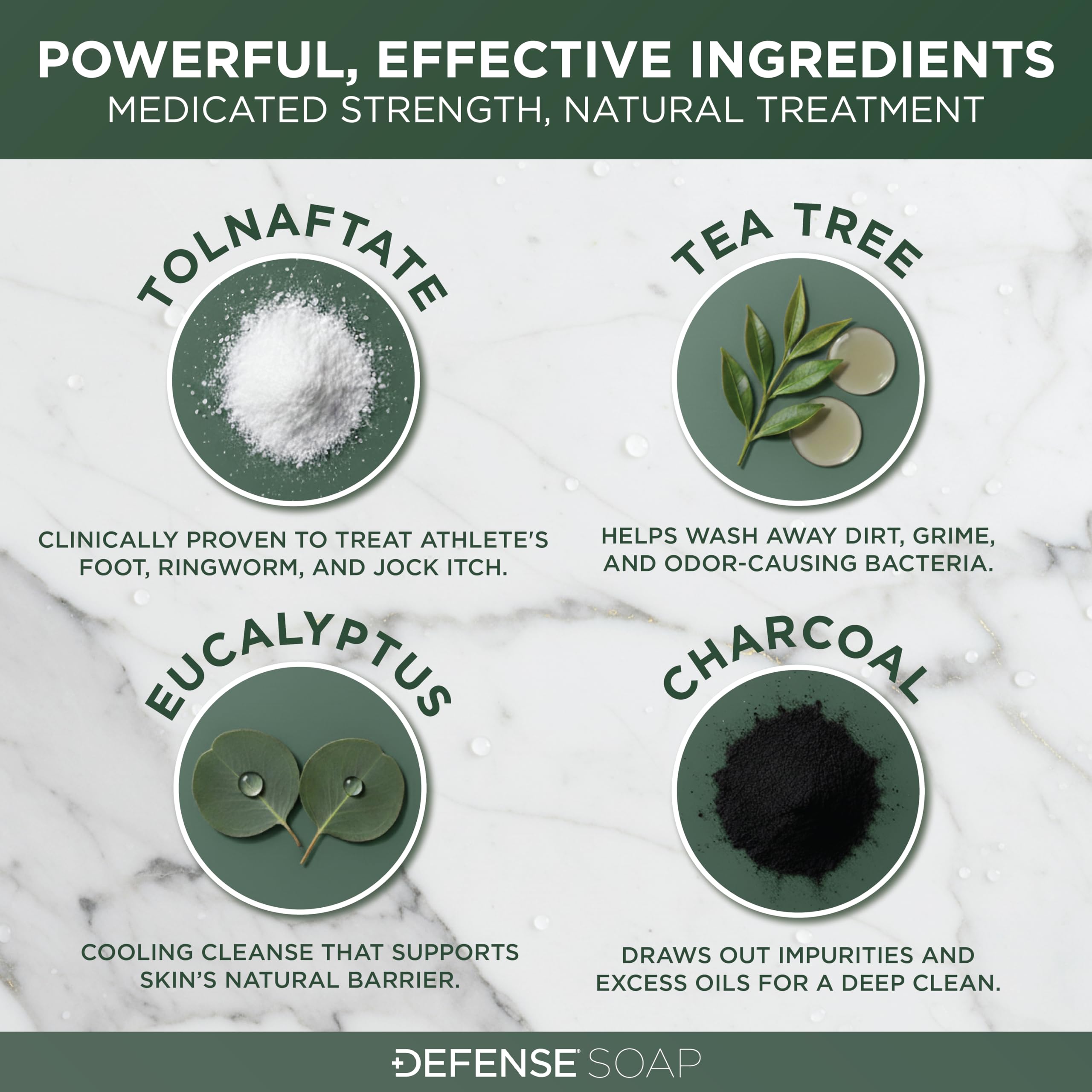 Defense Soap antifungal bar applied to skin shows clean, refreshed feel after training