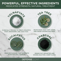 Defense Soap antifungal bar applied to skin shows clean, refreshed feel after training
