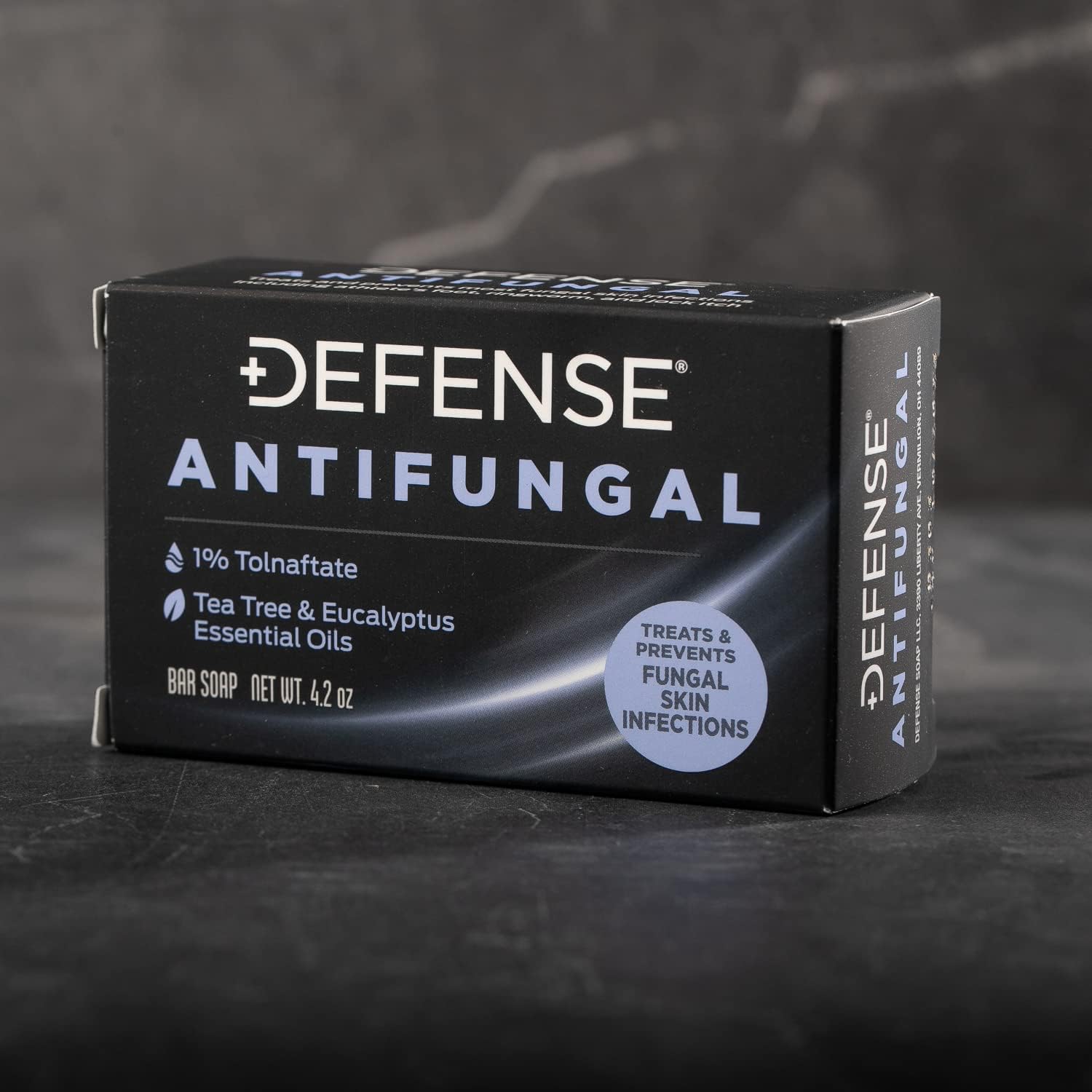 Defense Soap antifungal bar label detail highlights tolnaftate ingredient