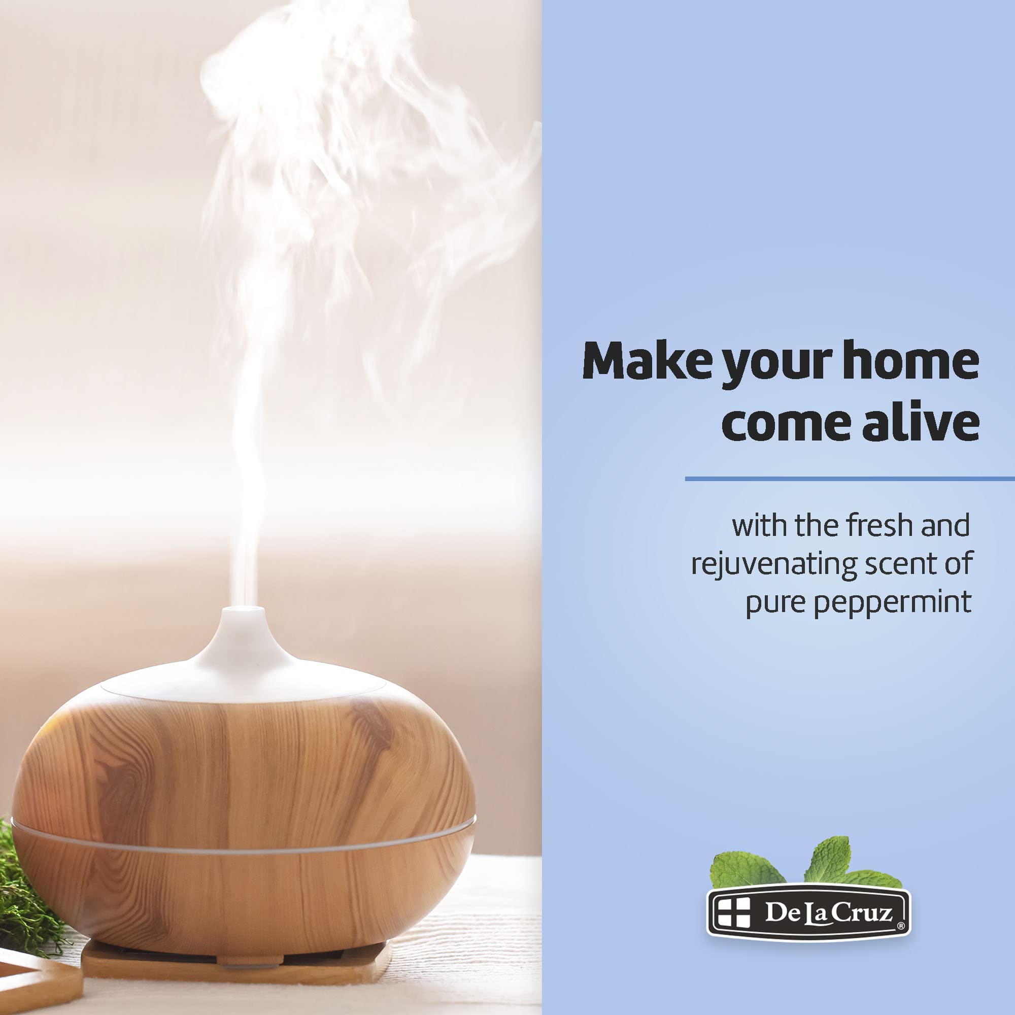 Aromatherapy setup featuring peppermint essential oil