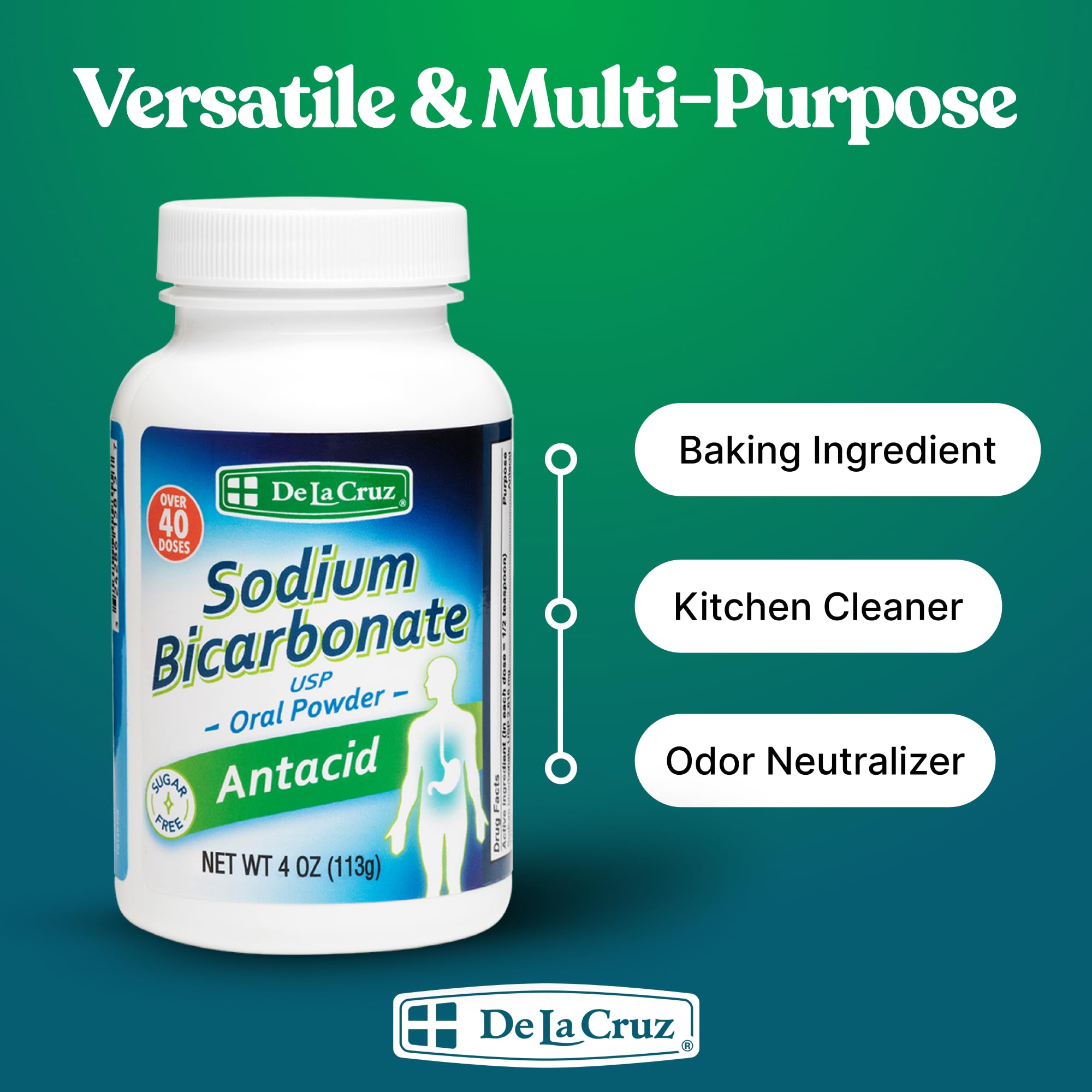 De La Cruz bicarbonate powder in laundry scene for freshening and odor control.