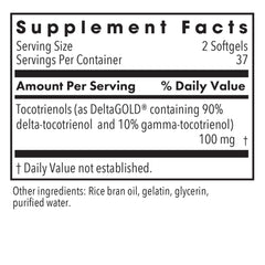 Product label displaying Delta-Fraction Tocotrienols ingredients