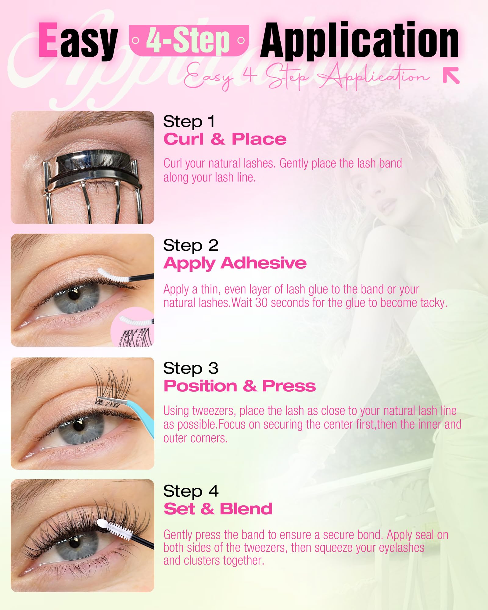 Delyneph beginner-friendly application of lash clusters for multiple occasions