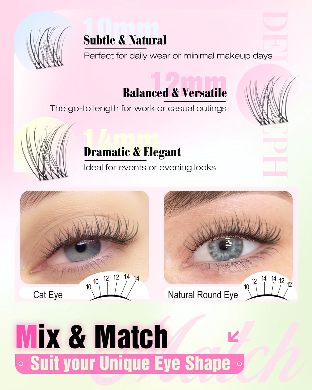 Delyneph 14mm lashes offer soft, dramatic finish
