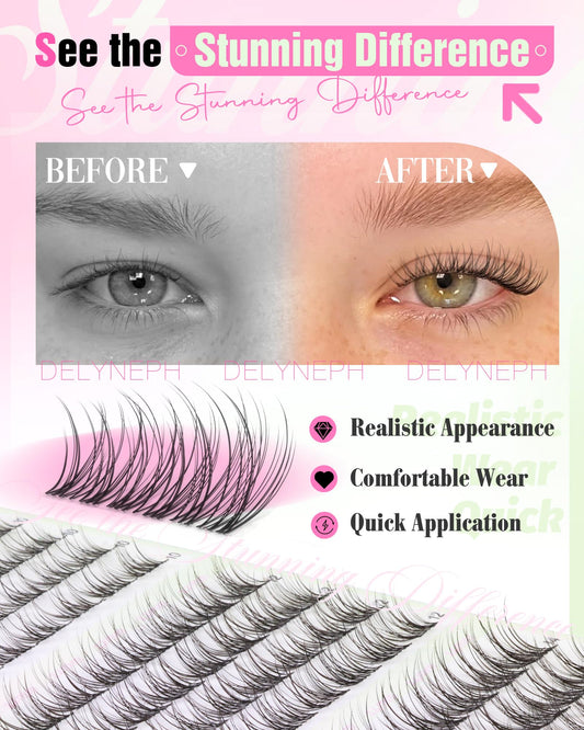 Delyneph wispy cluster extensions close-up showing realistic texture for subtle enhancement