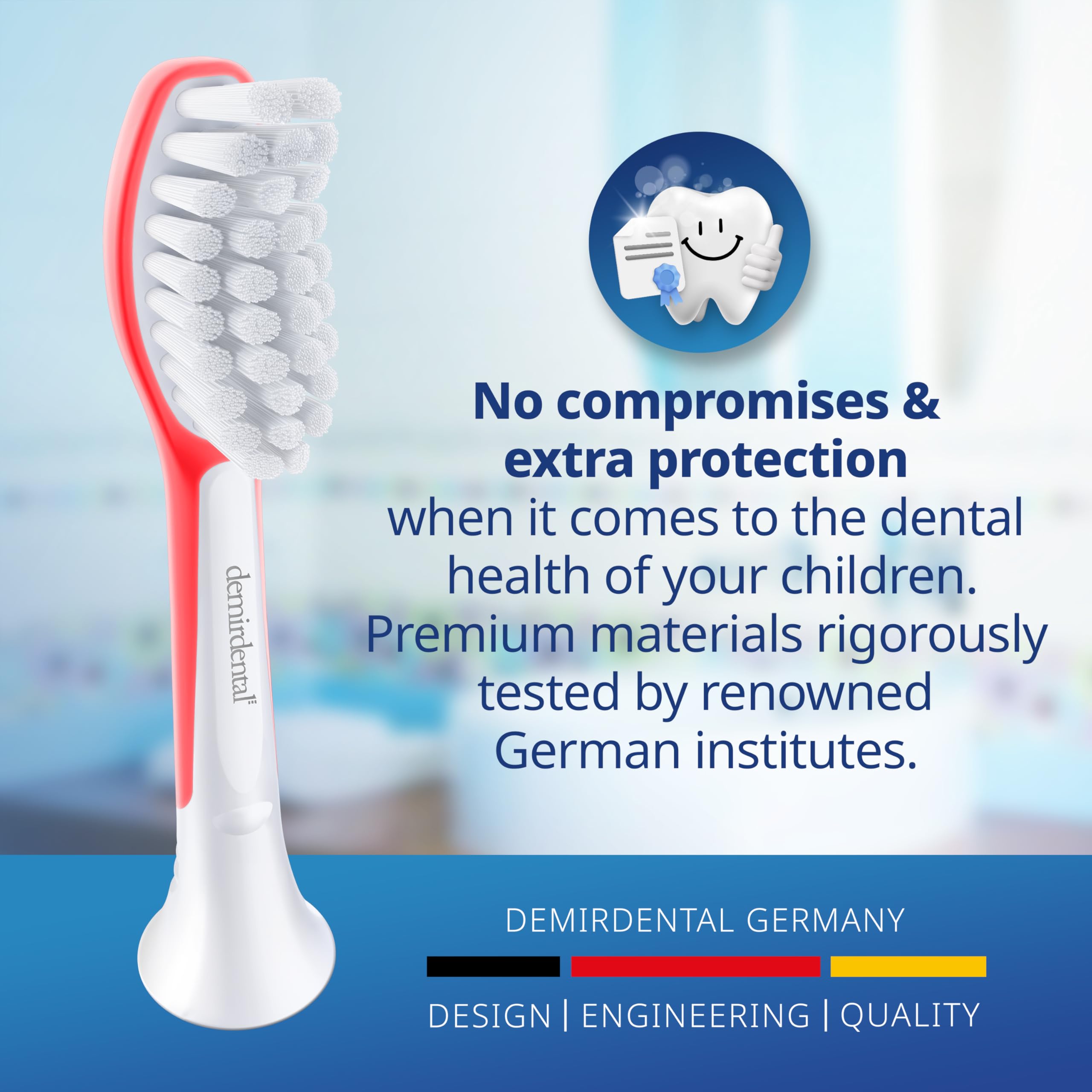 demirdental kids toothbrush heads for ages 7-10 in green