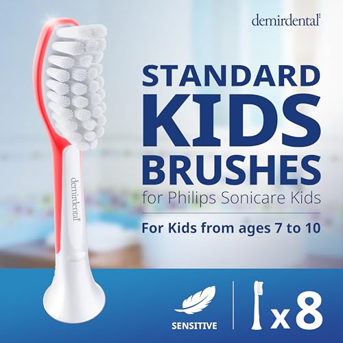 demirdental kids toothbrush heads for ages 7-10 in pink
