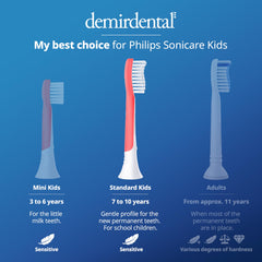 demirdental kids toothbrush heads for ages 7-10 in teal