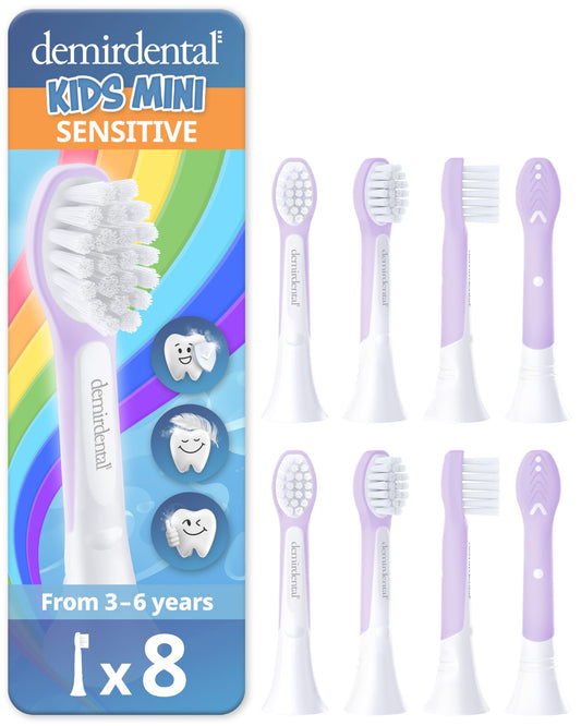 Lilac Demirdental mini toothbrush heads in packaging