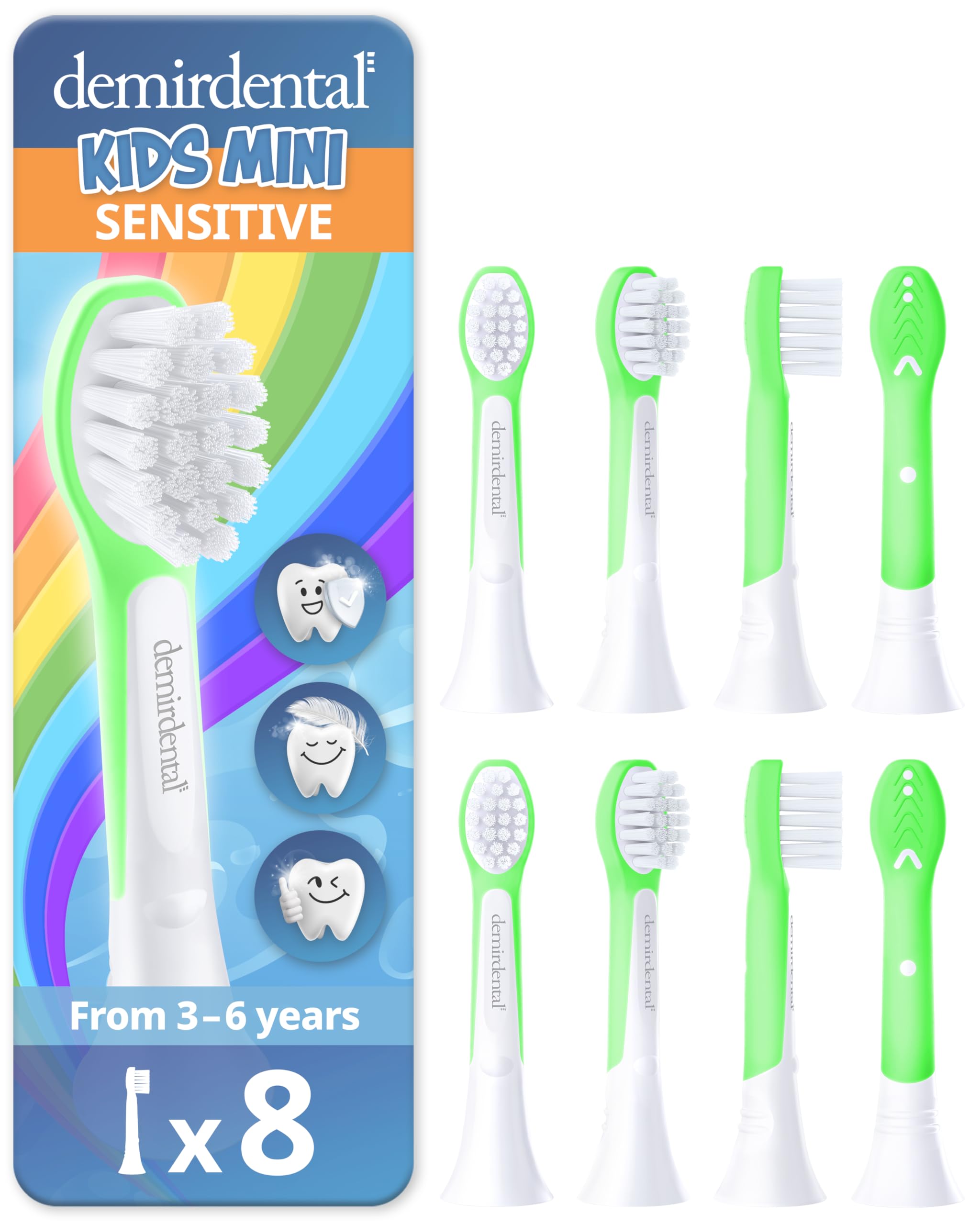 Demirdental Kids Mini Toothbrush Heads green - compatible with Philips Sonicare Kids