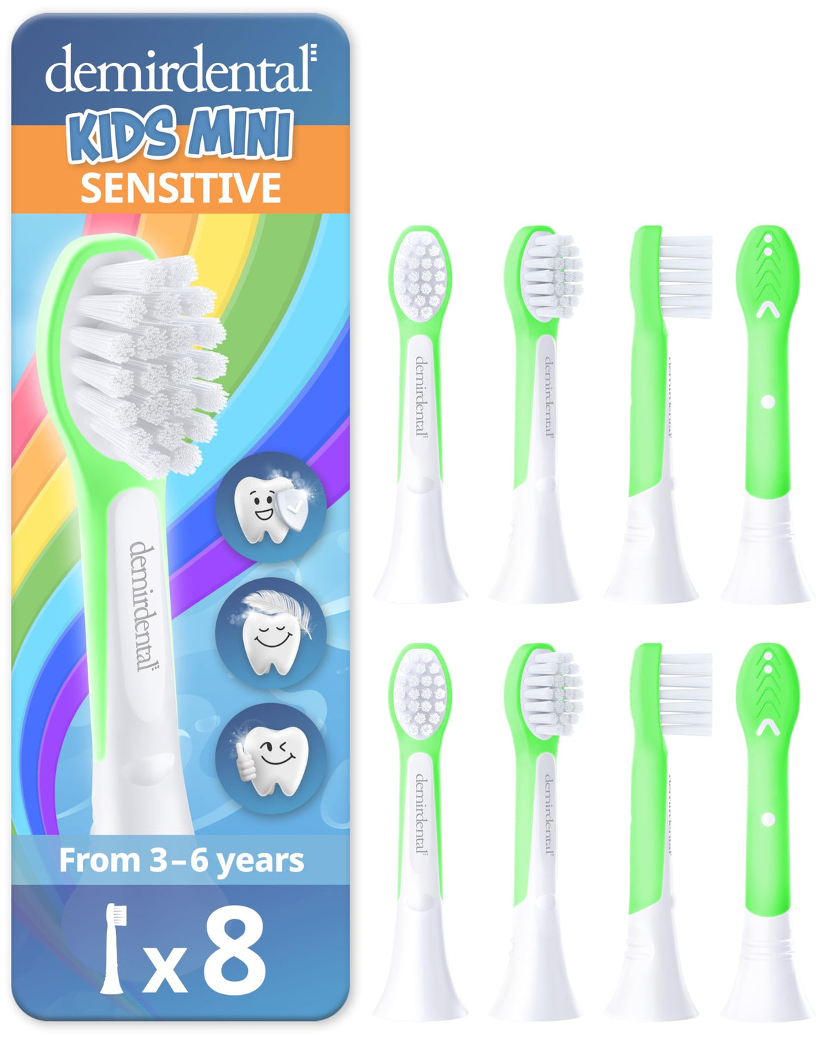 Demirdental Kids Mini Toothbrush Heads green - compatible with Philips Sonicare Kids