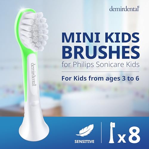 Mini replacement brush head size for ages 3-6, green color