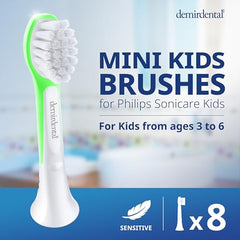 Mini replacement brush head size for ages 3-6, green color