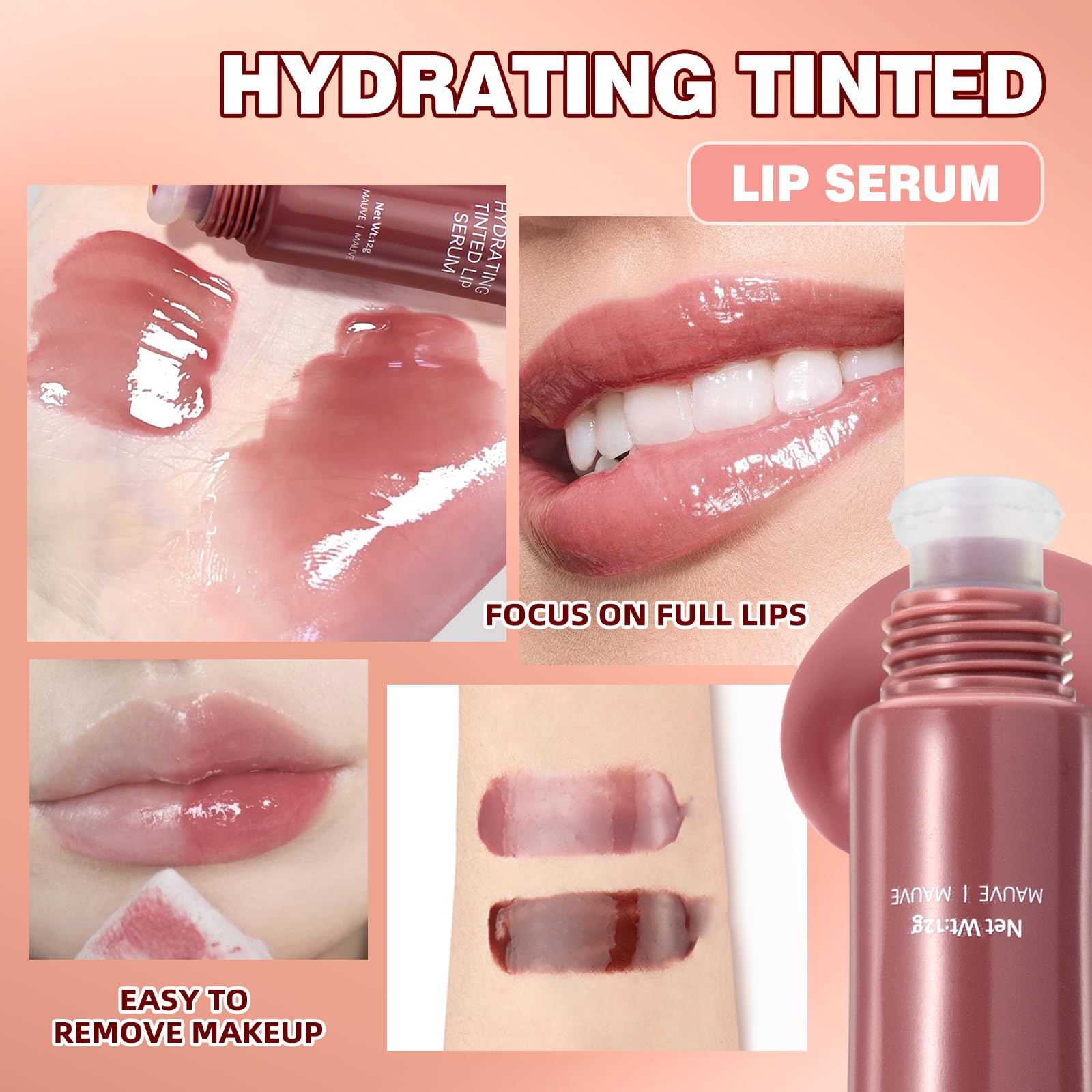DENESTUP glass finish gloss packaging and glossy lips under light.