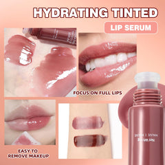 DENESTUP glass finish gloss packaging and glossy lips under light.