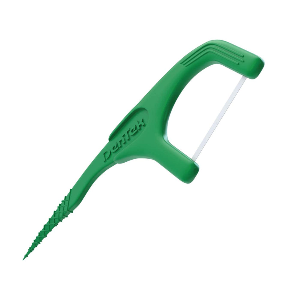 Tongue cleaner on floss pick handle