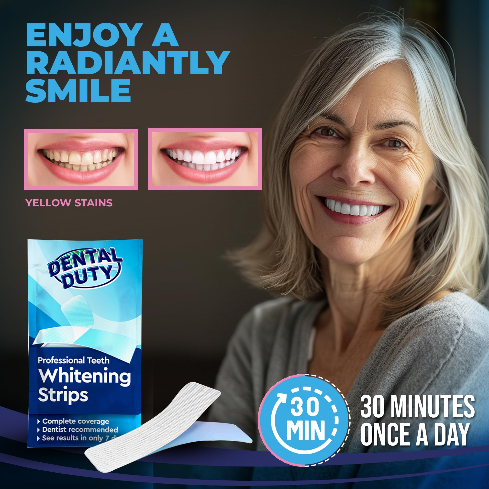 Whitening strips placed on teeth illustration