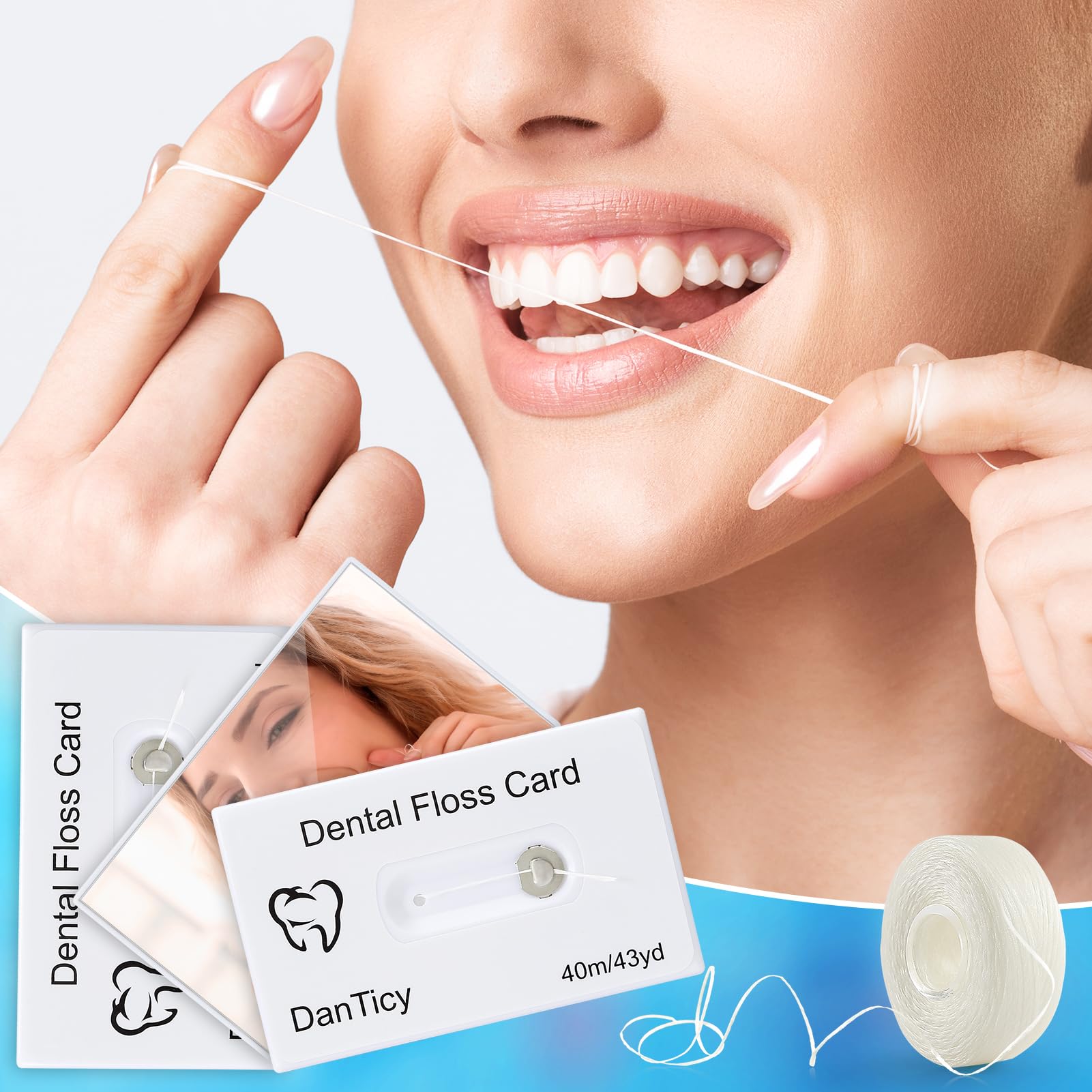 Compact travel dental floss card for on-the-go use