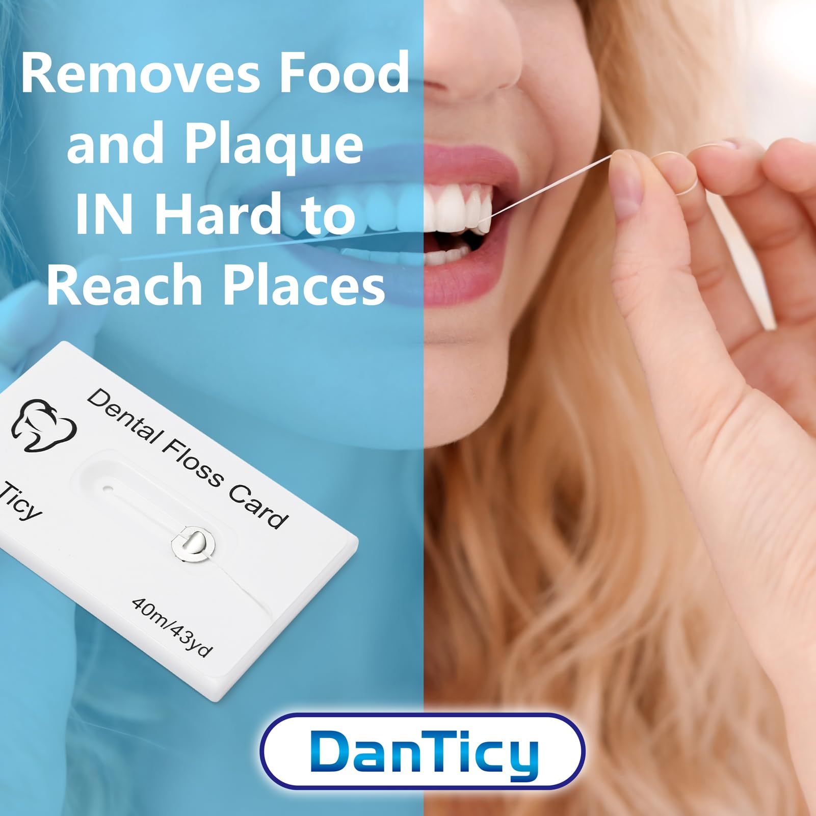 PFAS-free label on dental floss packaging