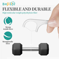 Close-up of premium dental floss picks
