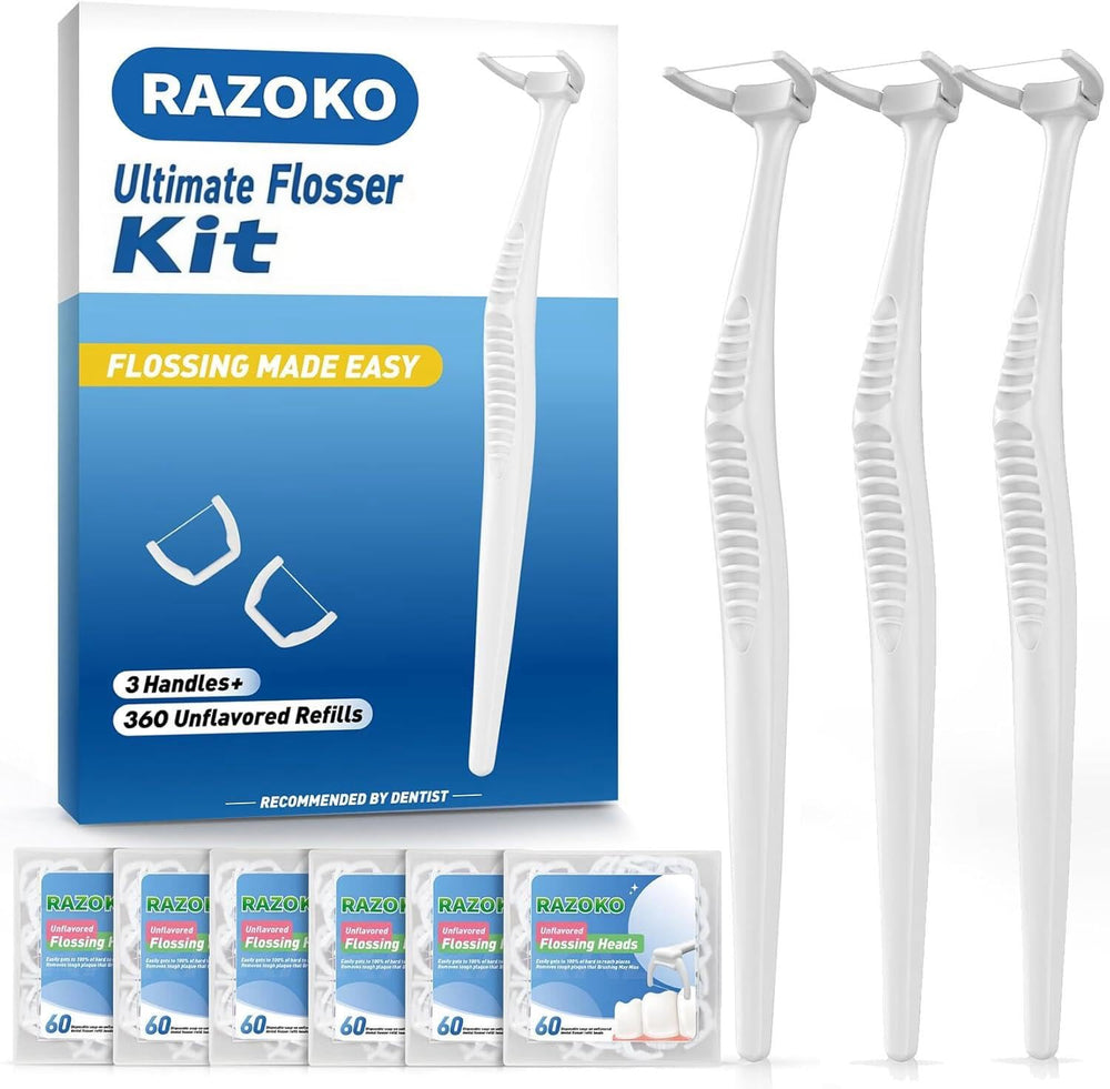 Dental floss picks kit with three handles