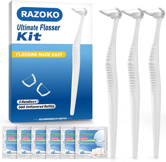 Dental floss picks kit with three handles