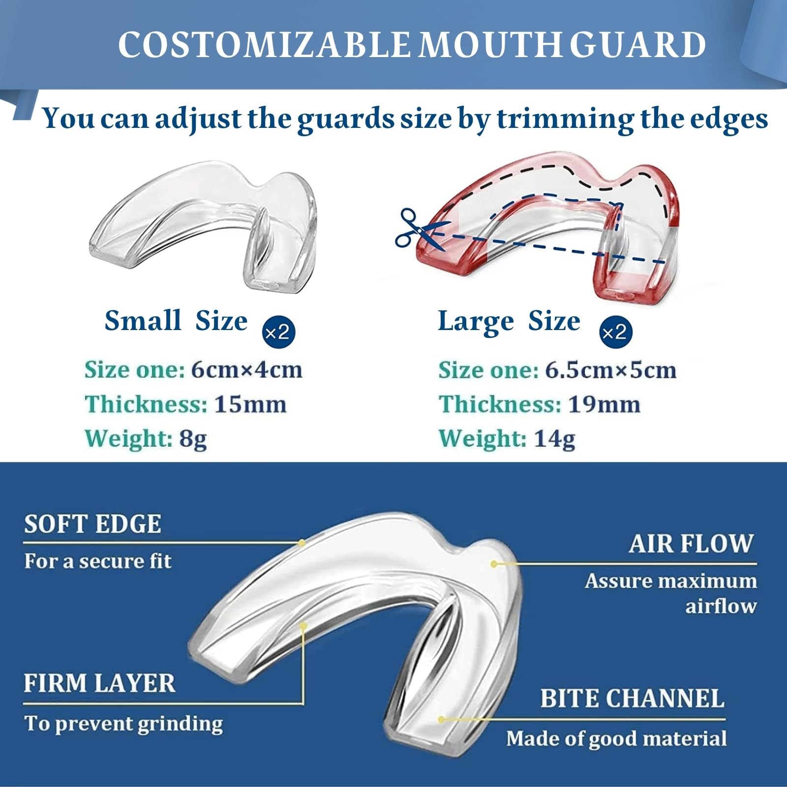 Durable dental guard for teeth grinding and sports use