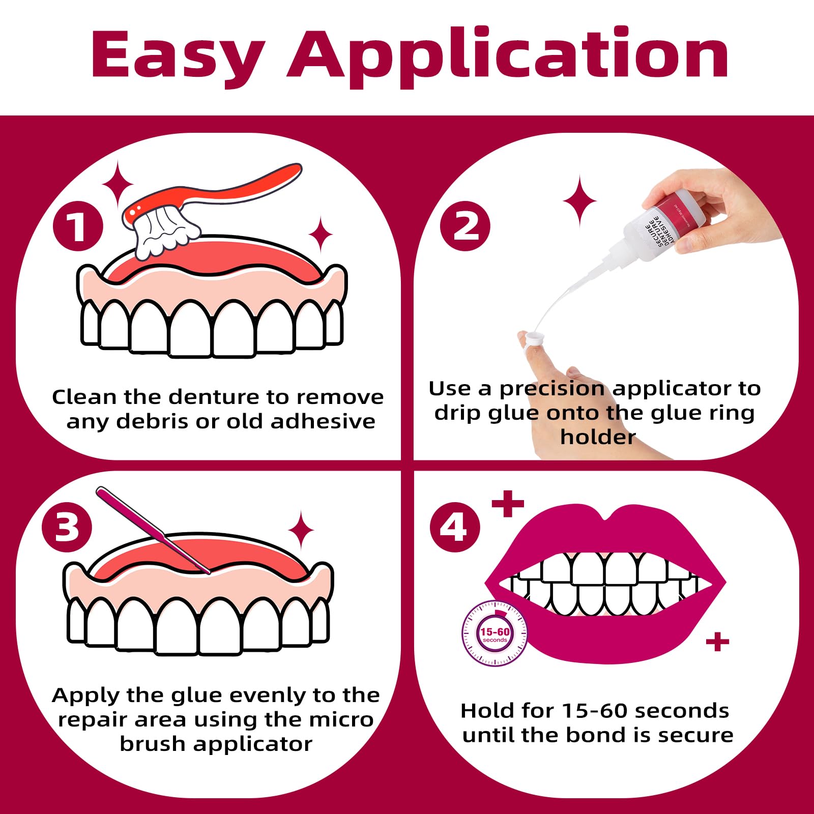 Close-up of fast-drying dental bonding glue in action