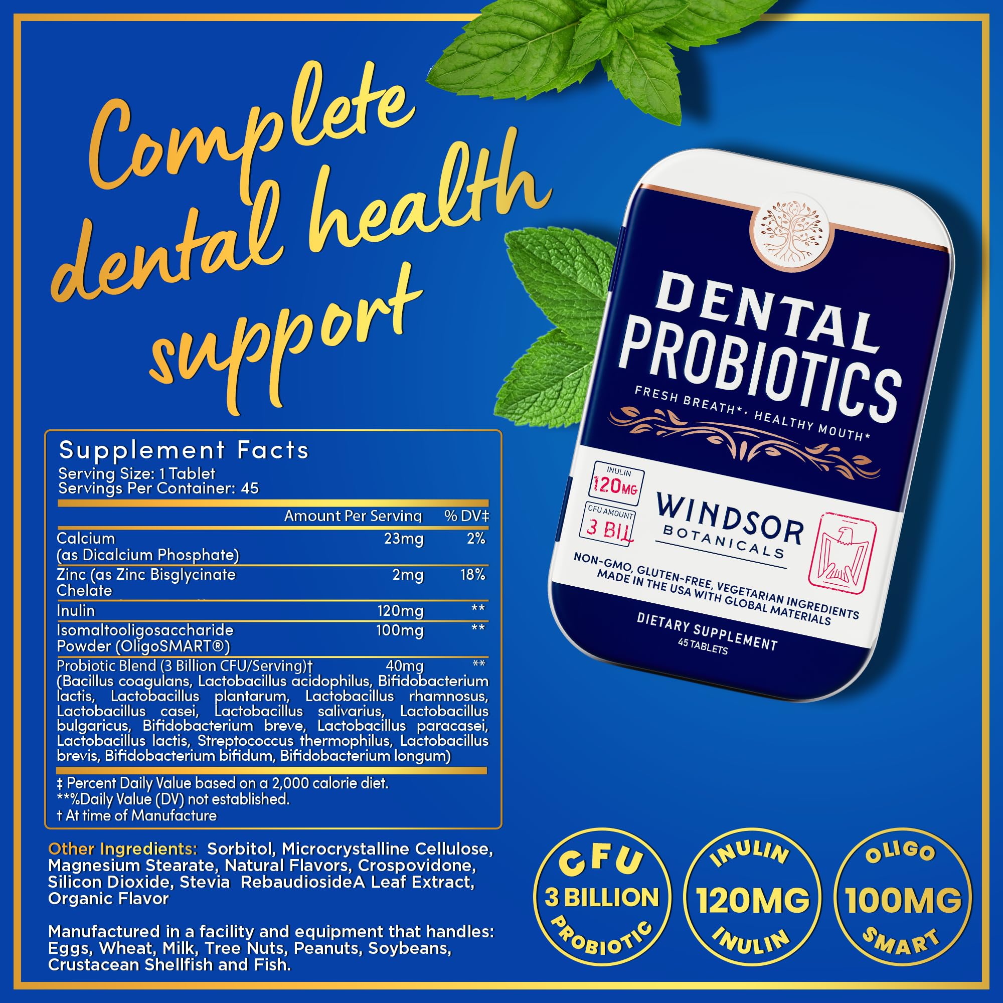 Label showing 3B CFU and probiotic strains