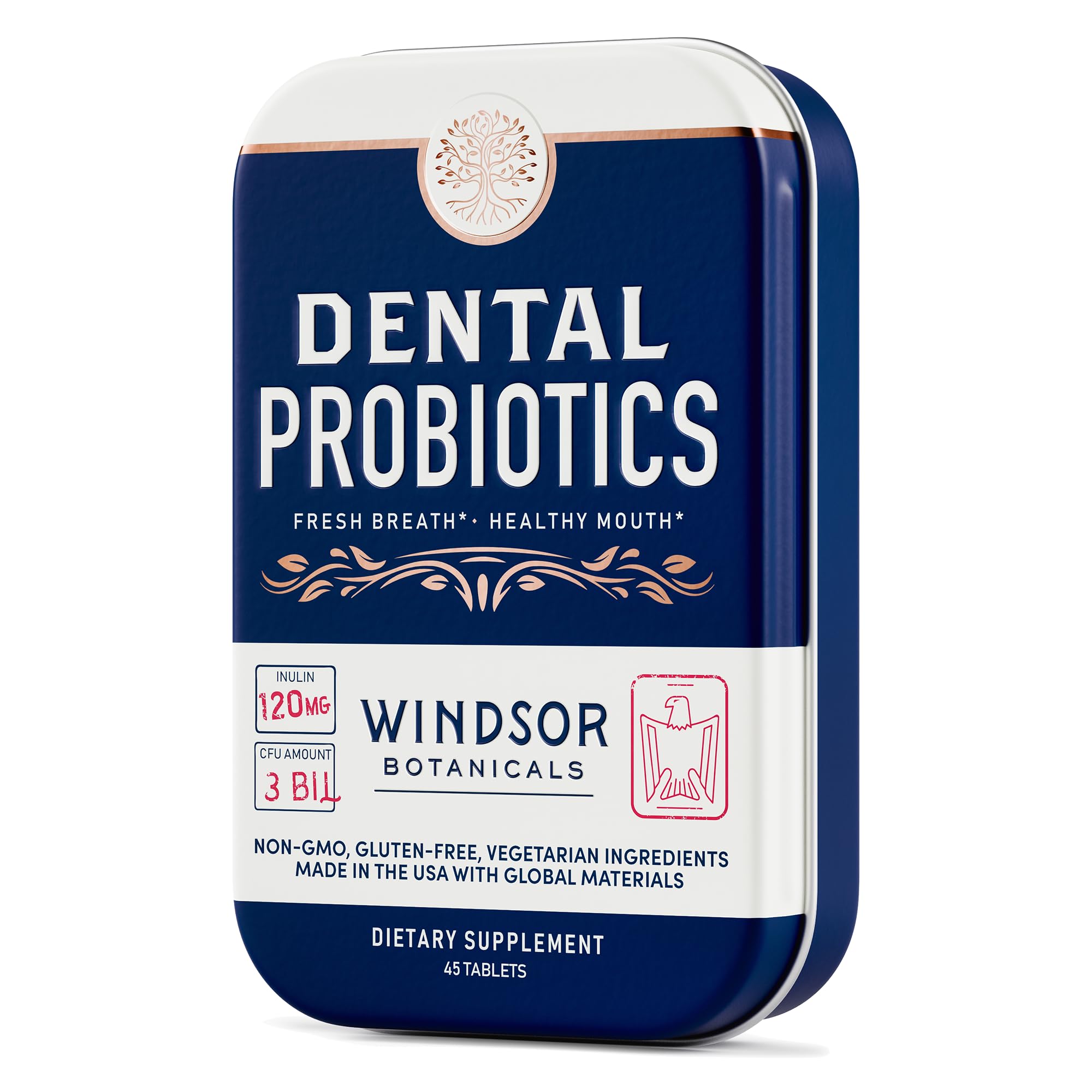 Packaging infographic highlighting dental probiotic benefits