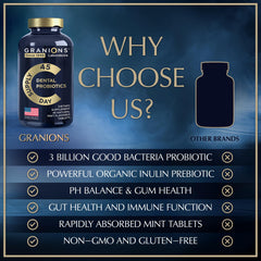 Probiotic tablets and mint flavor for mouth health