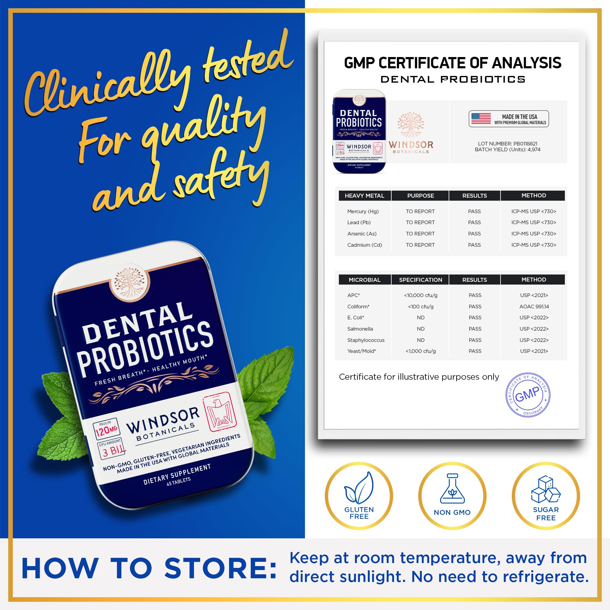 Travel-friendly tin with dental probiotics on the go