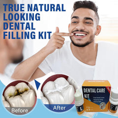 At-home dental repair setup using restoration kit