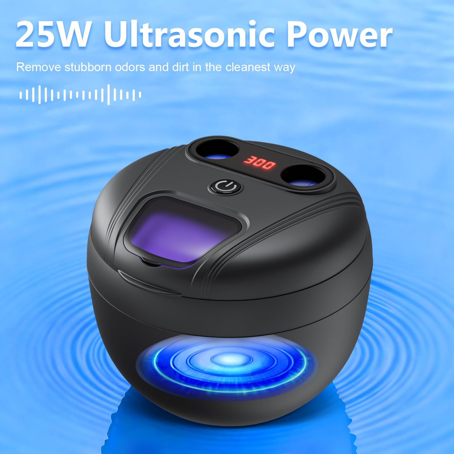 Close-up of 45kHz ultrasonic cleaning action in the device