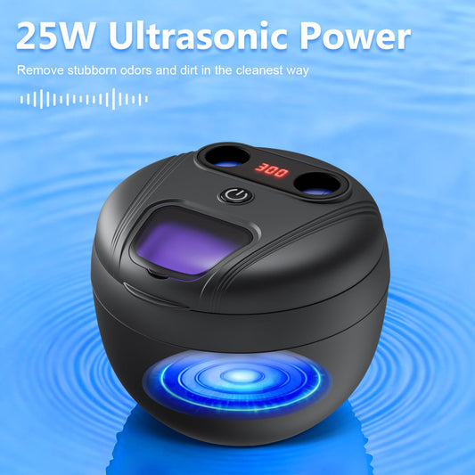 Close-up of 45kHz ultrasonic cleaning action in the device