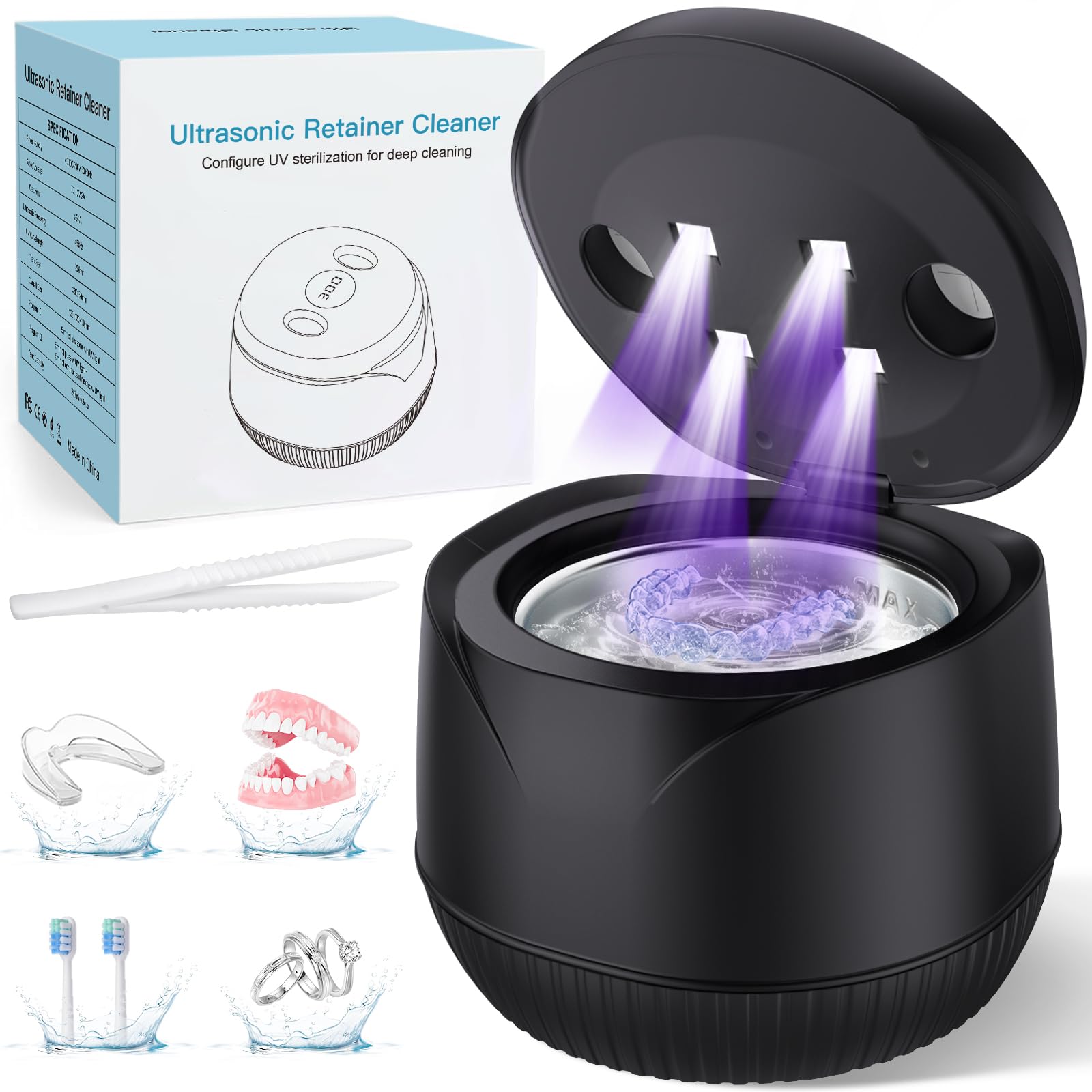 Front view of the ultrasonic retainer cleaner device