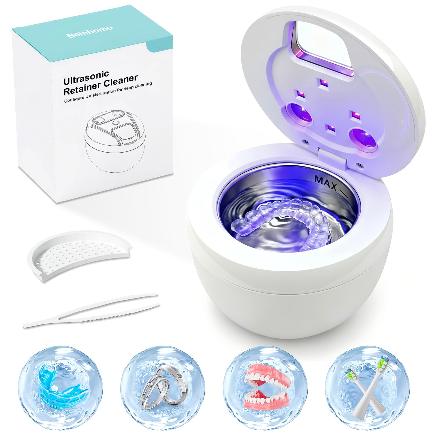 Front view of the Dental Ultrasonic Retainer Cleaner Machine on a countertop