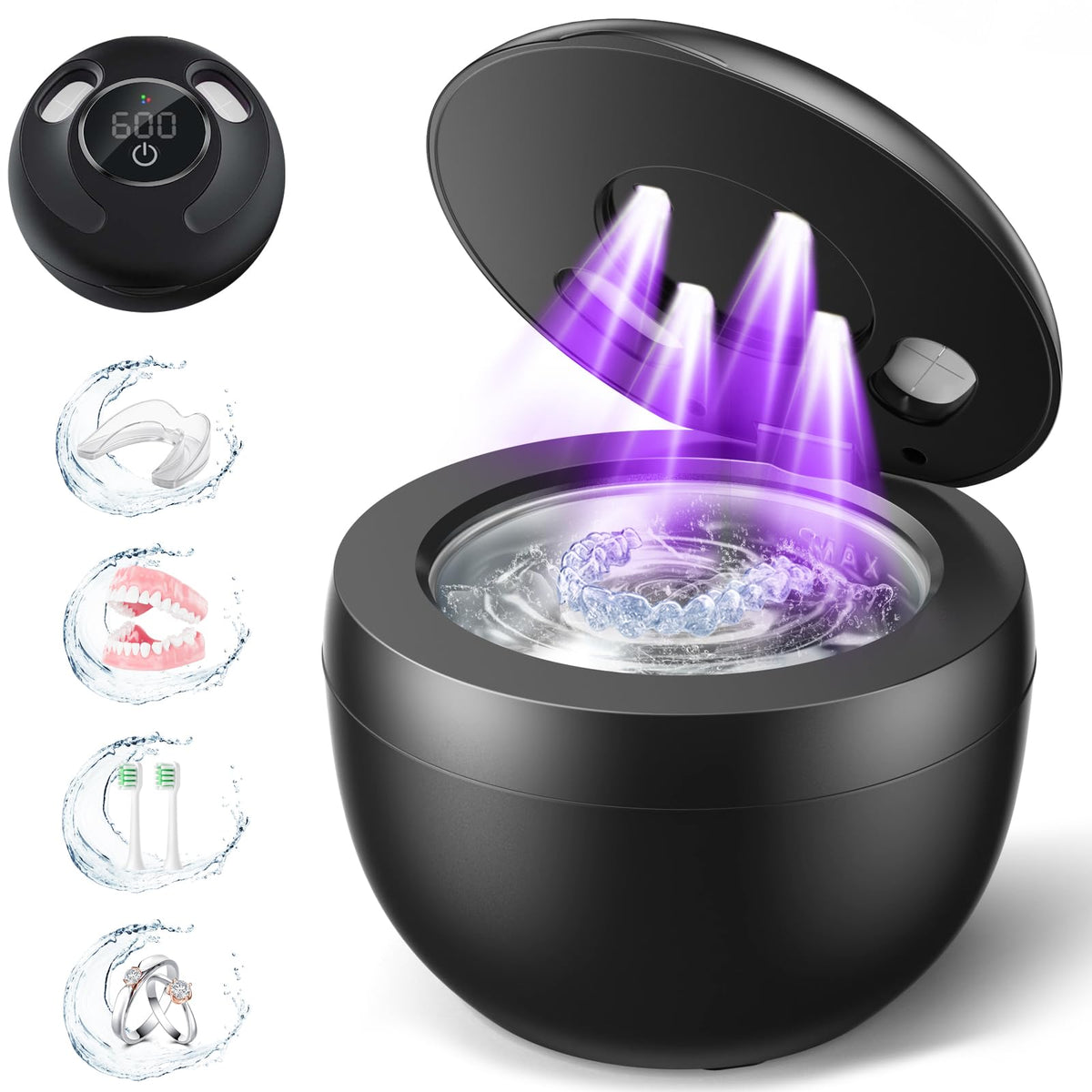 Dental Ultrasonic Retainer Cleaner with 45kHz cleaning, top view