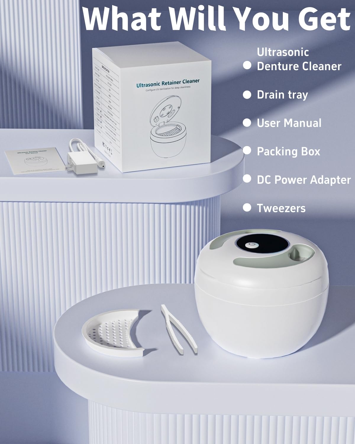 Portable white retainer cleaner suitable for travel
