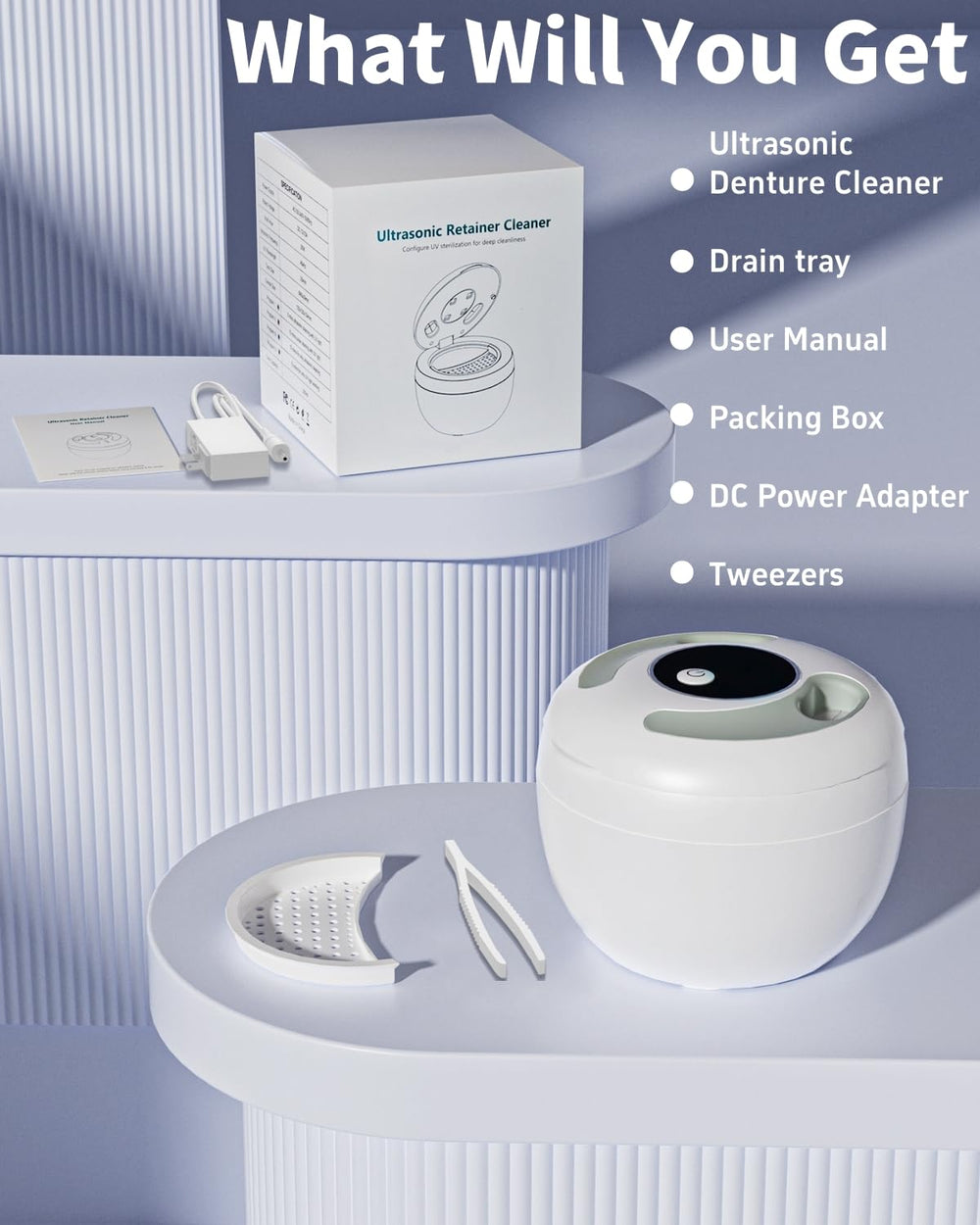 Portable white retainer cleaner suitable for travel