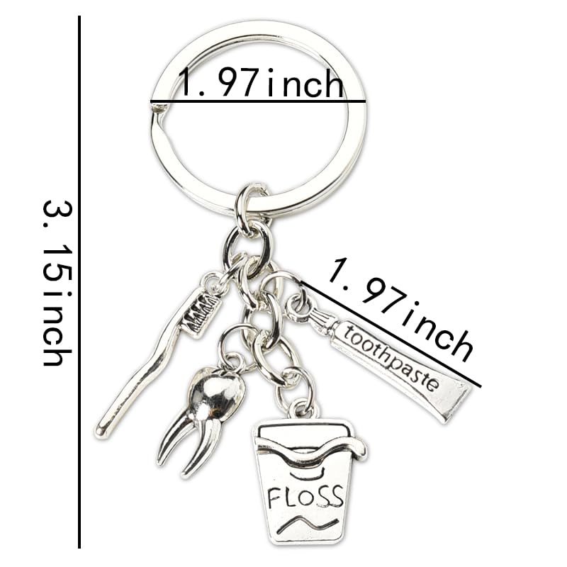 Close-up of dentist gift keychain pendant trio
