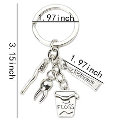 Close-up of dentist gift keychain pendant trio